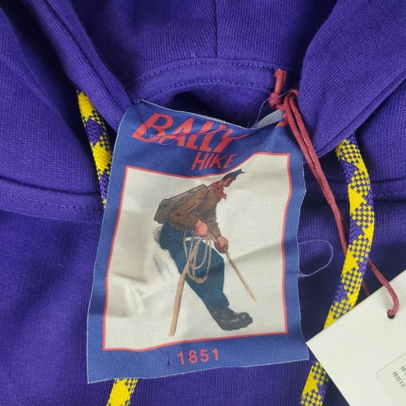 BALLY Mirtillo Hoodie Mens  Hike 6 Size 42 XL Organic Cotton Purple Sweatshirt - Picture 7 of 16